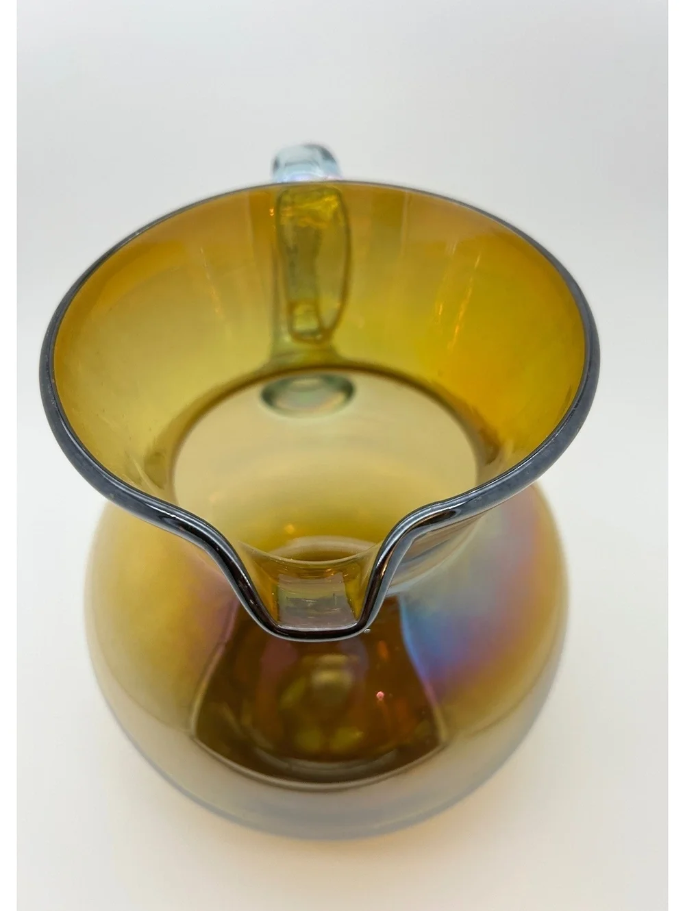 Vintage Iridescent Amber Glass Pitcher 48 oz